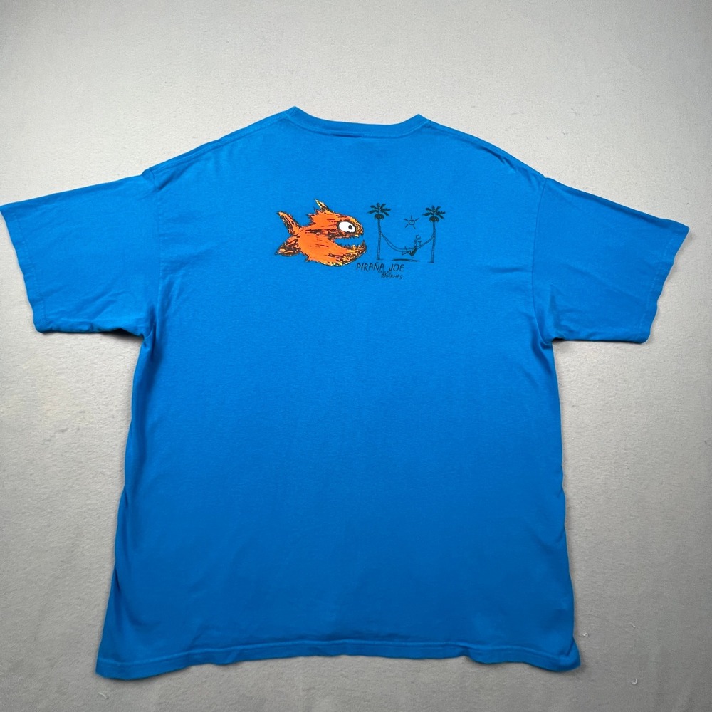 Pirana Joe T Shirt Men XXL Blue Graphic Nassau Bahamas Cotton Tropical Beach Bum